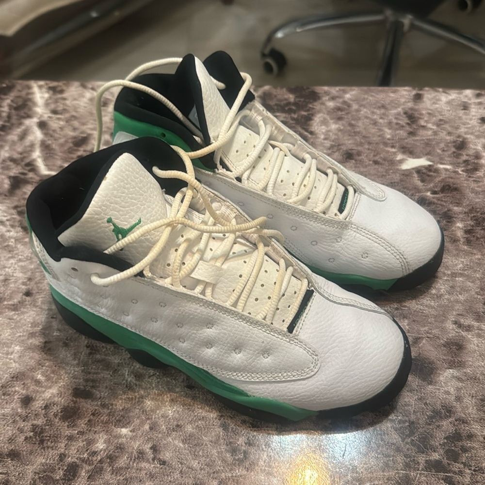 Jordan green and white sneakers